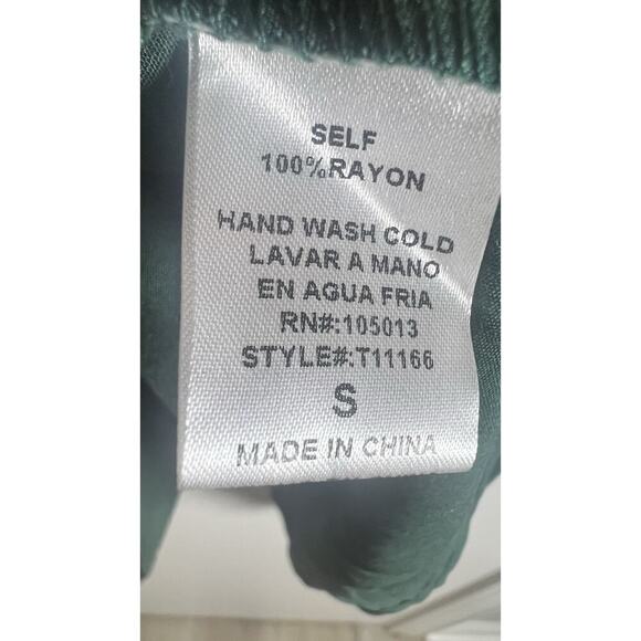 Andree By Unit Small Green Long Sleeve Button Down Stretch Detail Career Blouse - Picture 9 of 10